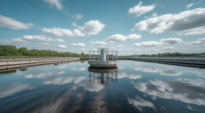 Wastewater treatment plant lagoon ready for dredging