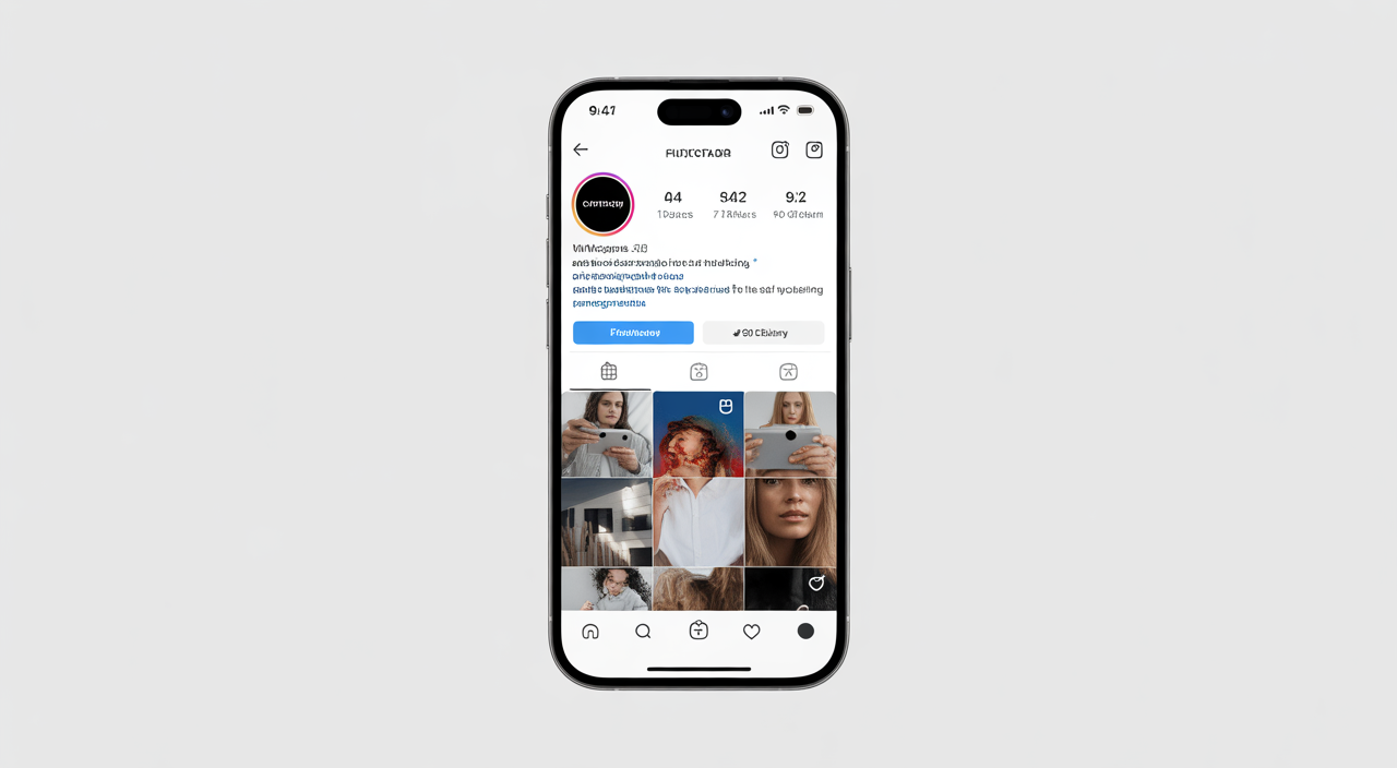 High-quality professional photograph of a smartphone showing an Instagram profile with increasing followers on a clean white background, symbolizing social media growth