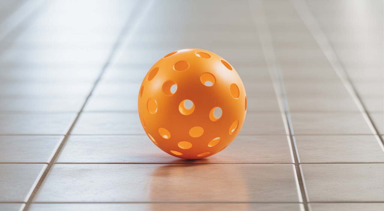Indoor orange 26-hole pickleballs designed for tile surfaces